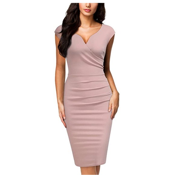 Miusol Vintage Slim Style Sleeveless Business Pencil Dress Pink Size Medium NWT‎ - Picture 1 of 6